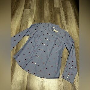 J. Crew Button-Up Shirt w/ Hearts, NWT